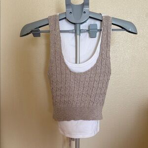 Zara Taupe Cable Knit Tank Top